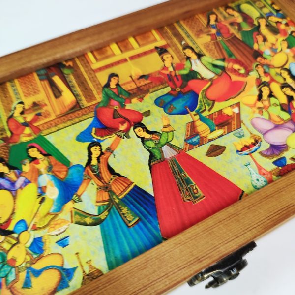 Handmade wooden gift box with glossy print and laminated protection(Rectangular design)