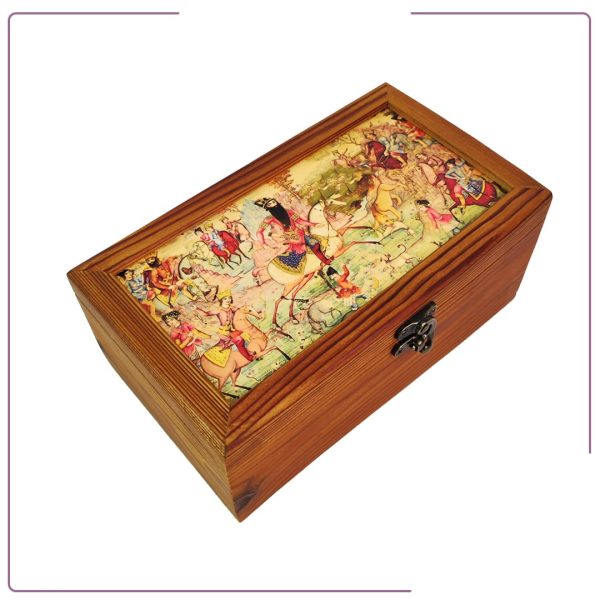 Handmade wooden gift box with glossy print and laminated protection(Rectangular design)