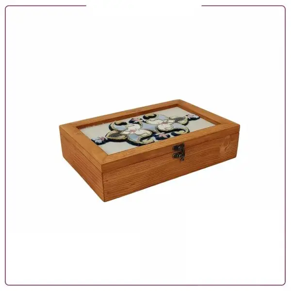 Handmade wooden gift box with Persian relief carpet (Rectangular design)