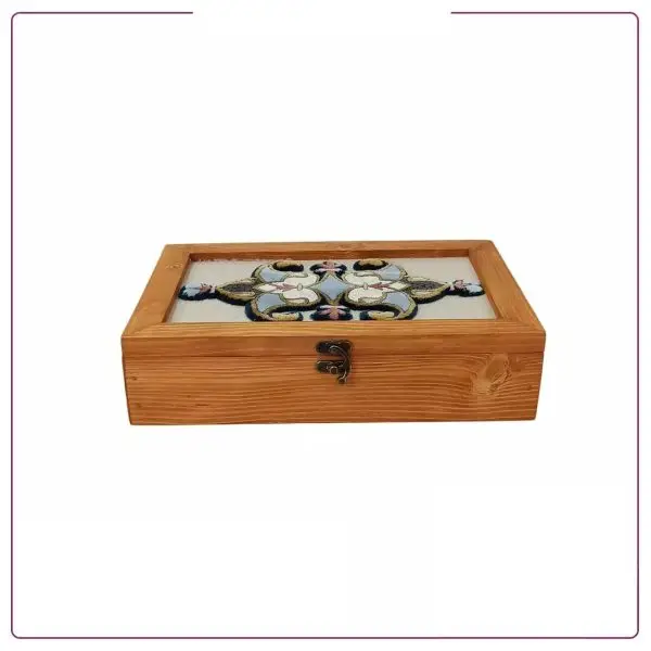 Handmade wooden gift box with Persian relief carpet (Rectangular design)