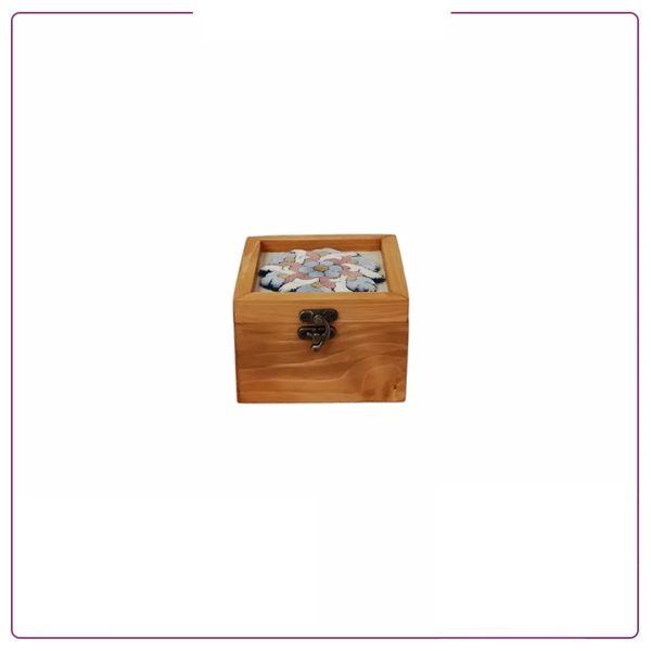 Handmade wooden gift box with Persian relief carpet (Small square design)